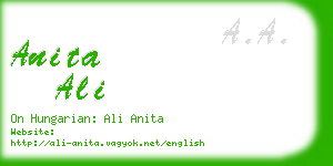 anita ali business card